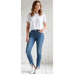 Maurices High Rise Distressed Raw Hem Ankle Jeans Size 29